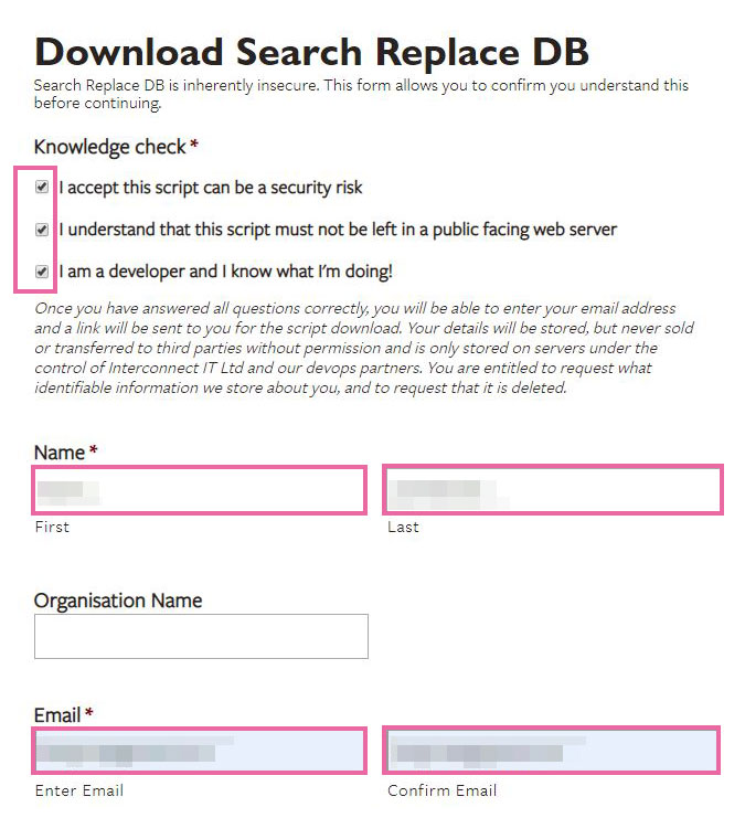 Search Replace DBのダウンロード